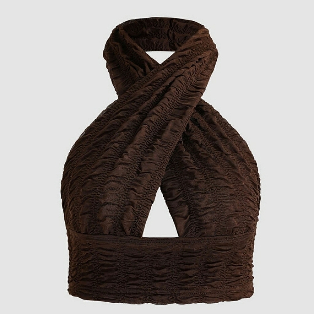 Cider Euphoria Y2K Halter Top in Brown Size XS